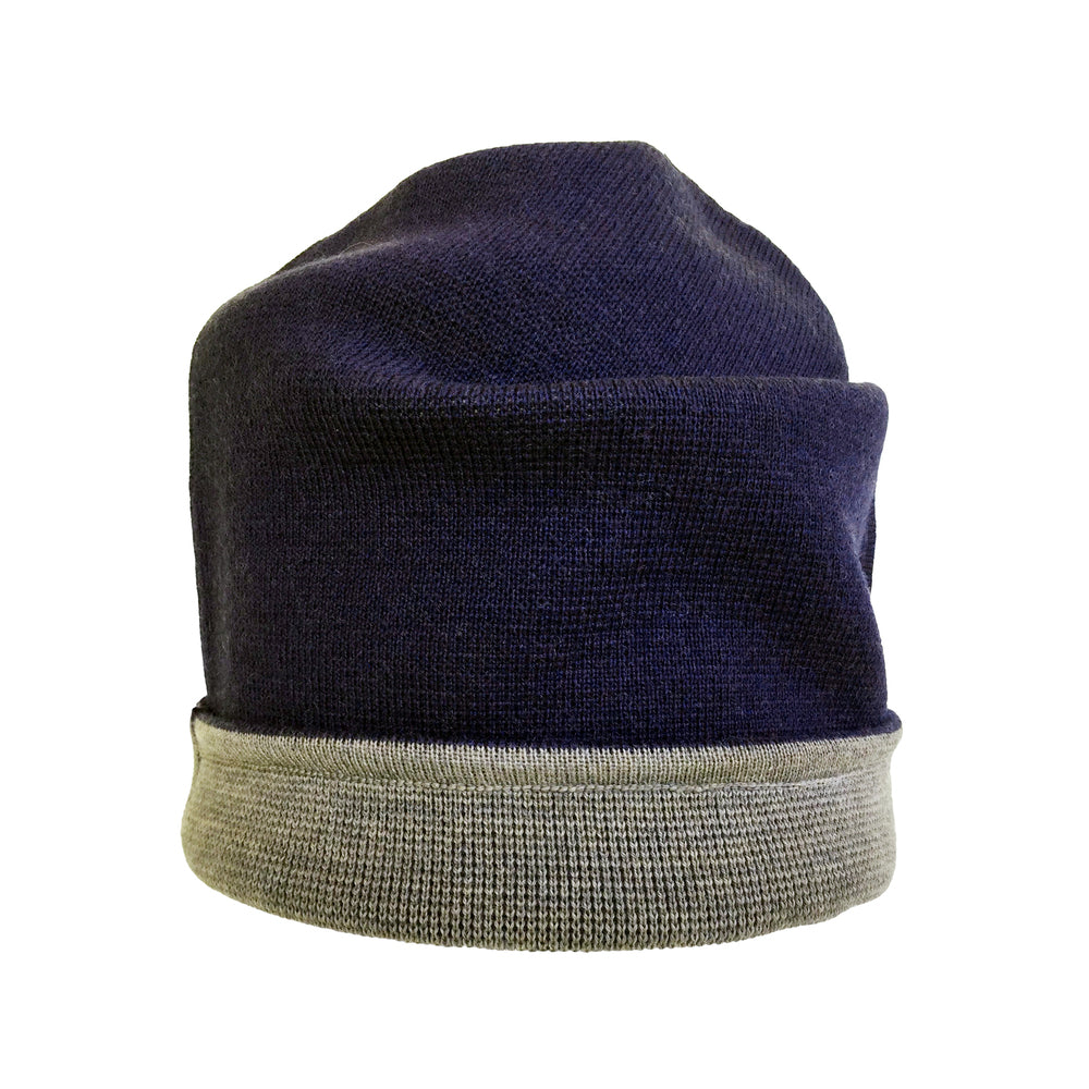 Beanie reversibel aus Merinowolle