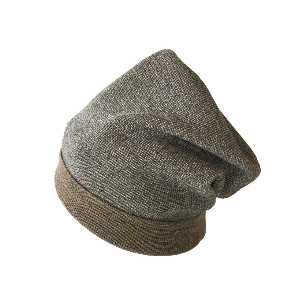 Beanie reversibel aus Merinowolle